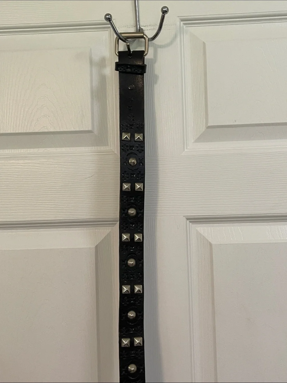 Men’s Black Studded Leather Accent Belt -